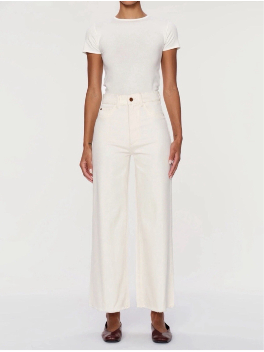 Anthropologie DL1961 Hepburn Hi-Rise VTG Straight Wide Leg Pant 28x25 Eggshell